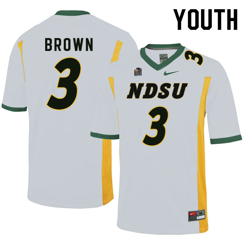 Youth #3 Jaxon Brown North Dakota State Bison College Football Jerseys Sale-White - Click Image to Close